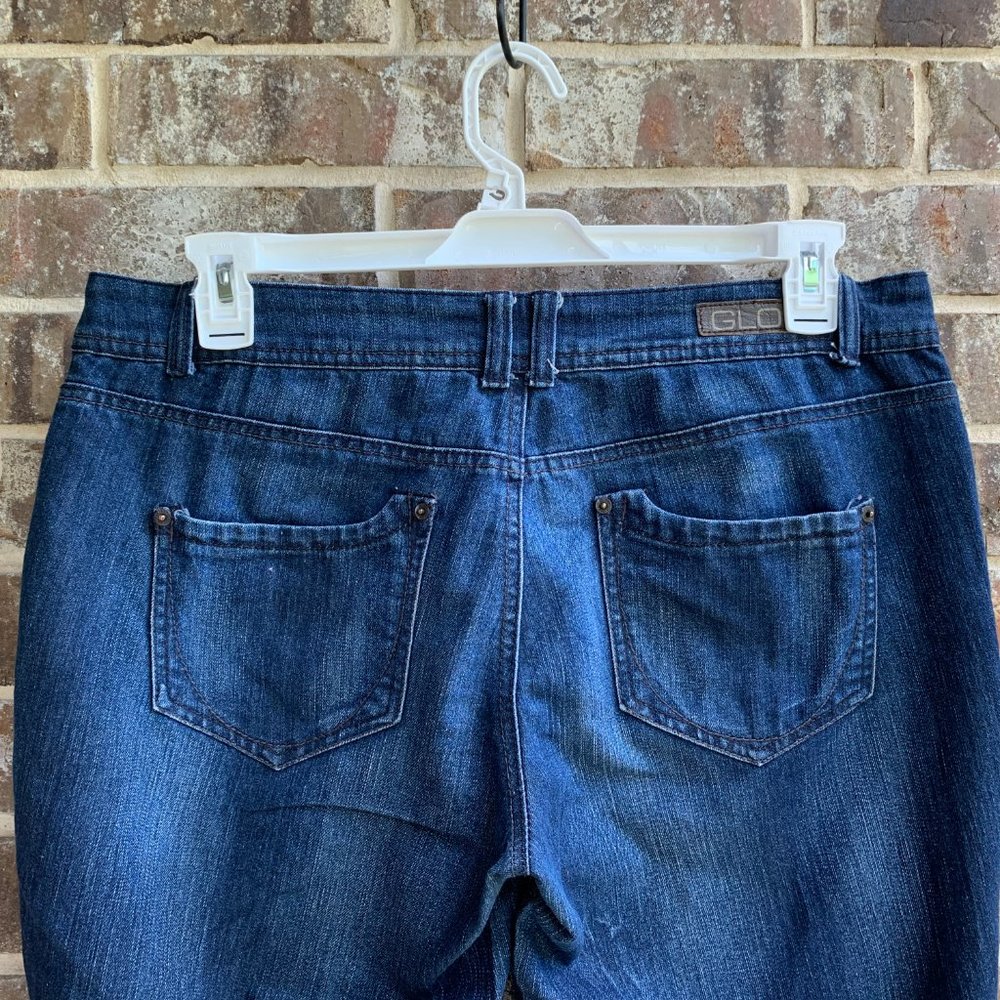 GLO Women's Mid Rise Cropped Beaded Jeans Blue Size 13 - Picture 5 of 8